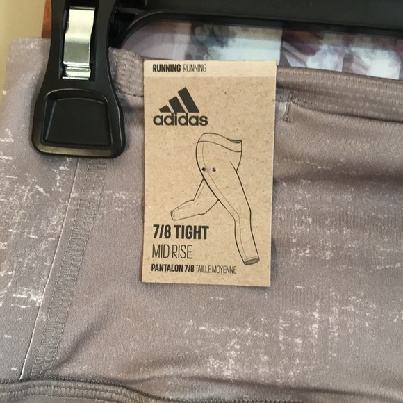 Brand New Adidas Mid Rise 7/8 Gray Reflective Running Workout Leggings - Picture 12 of 16